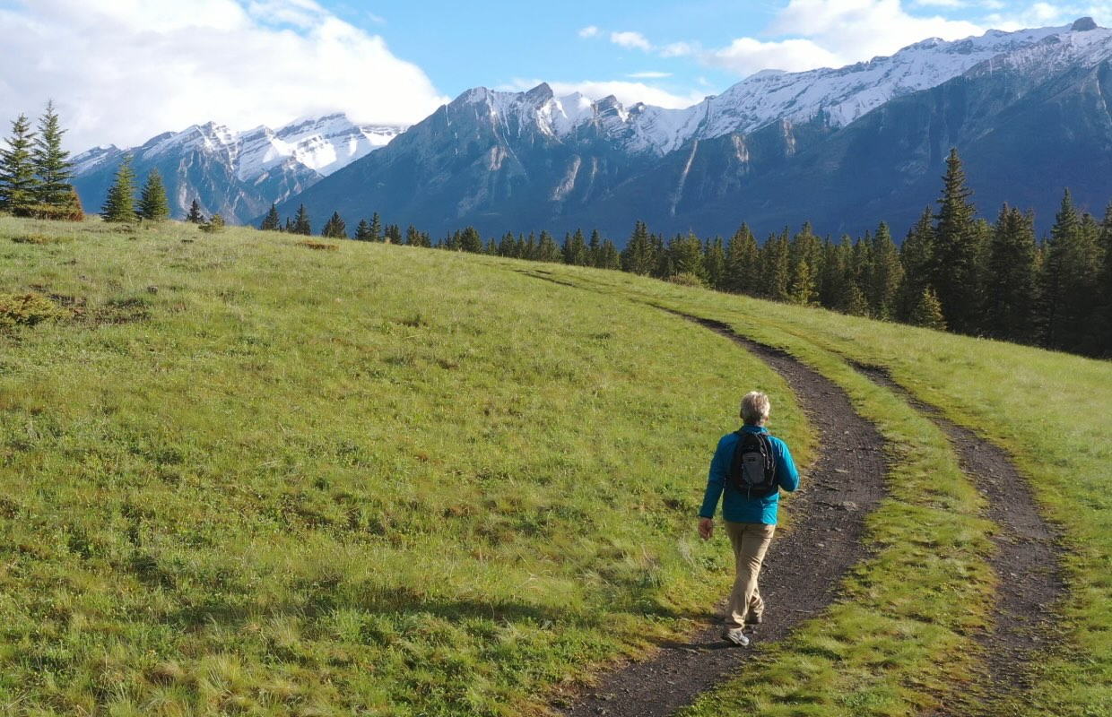 Person hiking open trail